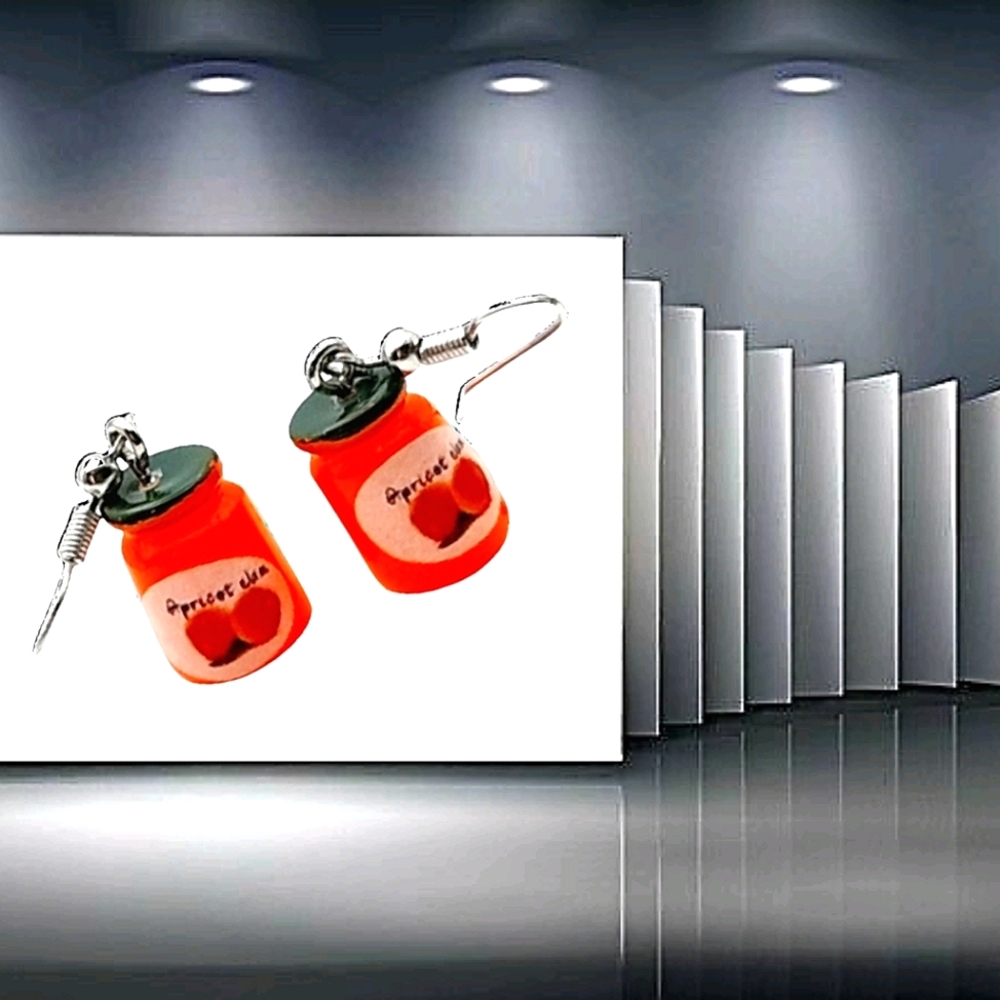 Women's Apricot Mini Jam Bottle Earrings